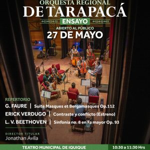 27 de mayo: Ensayo abierto al Público | Orquesta Regional de Tarapacá