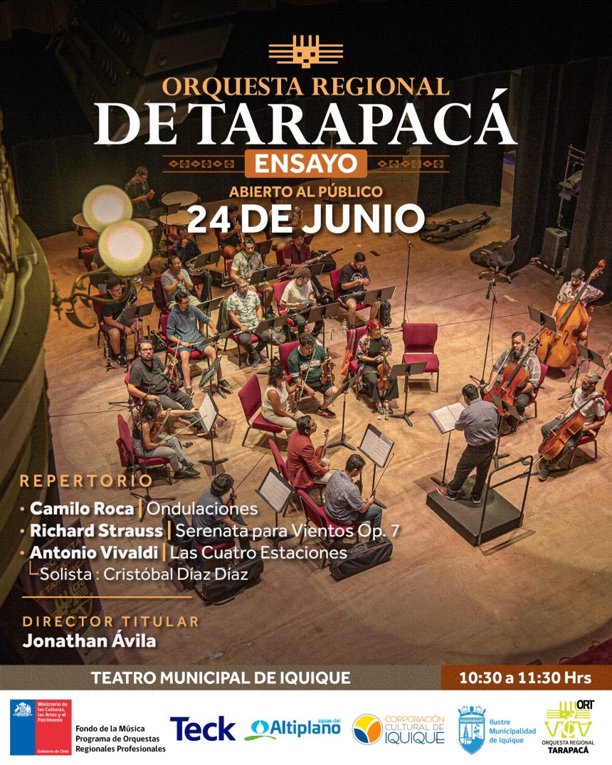 24 de junio: Ensayo abierto al público | Orquesta Regional de Tarapacá