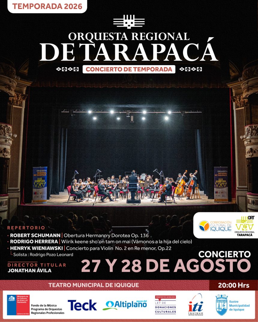 27 y 28 de agosto: Concierto de Temporada | Orquesta Regional de Tarapacá