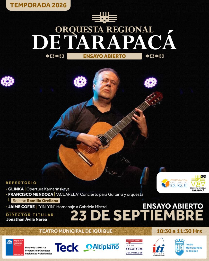 23 sept Ensayo gráfica 23 de septiembre: Orquesta Regional de Tarapacá realizará ensayo abierto al público