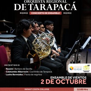 2 de octubre: Orquesta Regional de Tarapacá presenta concierto educacional de ensamble de vientos