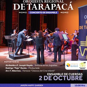2 de octubre: Ensamble de Cuerdas de la Orquesta Regional de Tarapacá ofrecerá concierto educacional