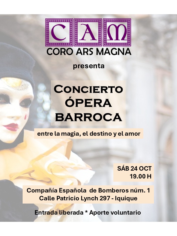 concierto-opera-barroca-coro-ars-magna 24 de octubre: Coro Ars Magna presenta “Concierto Ópera Barroca” en Iquique